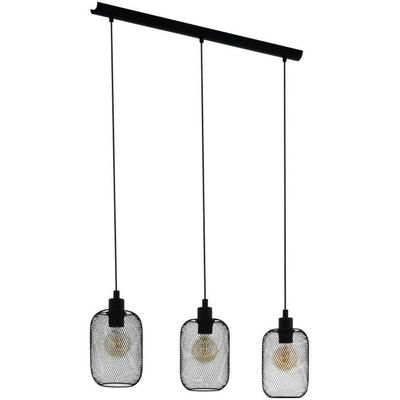 EGLO Hängeleuchte "WRINGTON Pendellampe, Stahl, E27, Hängelampe, Esszimmerlampe, Lampe", schwarz, 3, H: 110cm, 1 Stk., Leuchten, Hängeleuchte, Esstisch, L74 x B15 x H110 cm, schwarz, 3X60W exkl., Hängeleuchte
