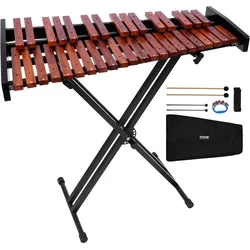 VEVOR Glockenspiel, 37 Noten, professionelles Xylophon-Schlaginstrument aus Holz, mit höhenverstellbarem Ständer aus Kohlenstoffstahl, 4 Schlägeln, Tragetasche, Musikinstrumenten-Set für Anfänger