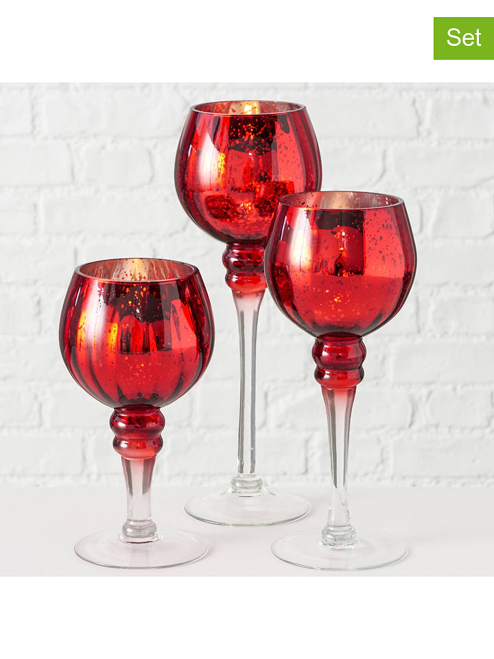 Boltze 3er-Set: Windlichter "Minou" in Rot - onesize