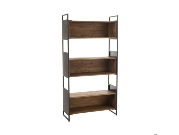 Bibliothèque 6 niveaux 100x40x200 cm en bois recyclé et métal noir