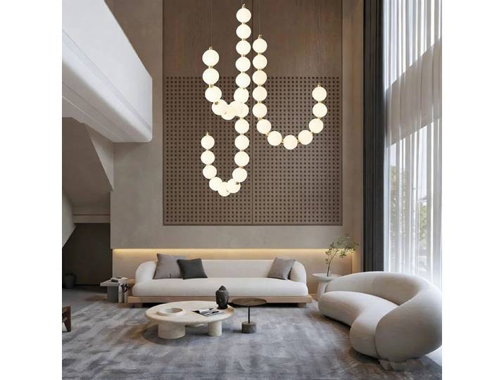 Plafonnier LED sphérique en acrylique de style nordique, adapté aux salons, salles à manger, escaliers et décoration de plafond.