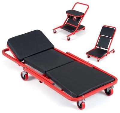 "Costway 41"" Foldable Mechanic Creeper with 450 LBS Capacity-Red"