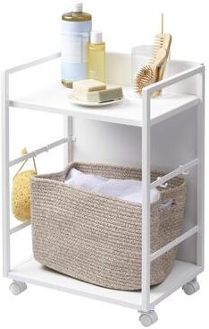 Yamazaki Home Two-Tier Hideaway Storage Cart, Steel, Wheels - L 12.6 x W 16.54 x H 23.62 inches