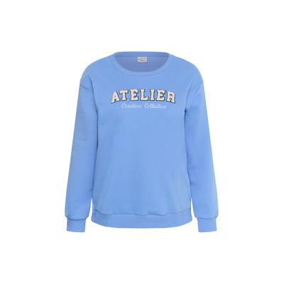 Strickpullover KAFFE CURVE "Damen Sweatshirt KCmichelle", Damen, Gr. XL, blau (provence), Pullover Strickpullover