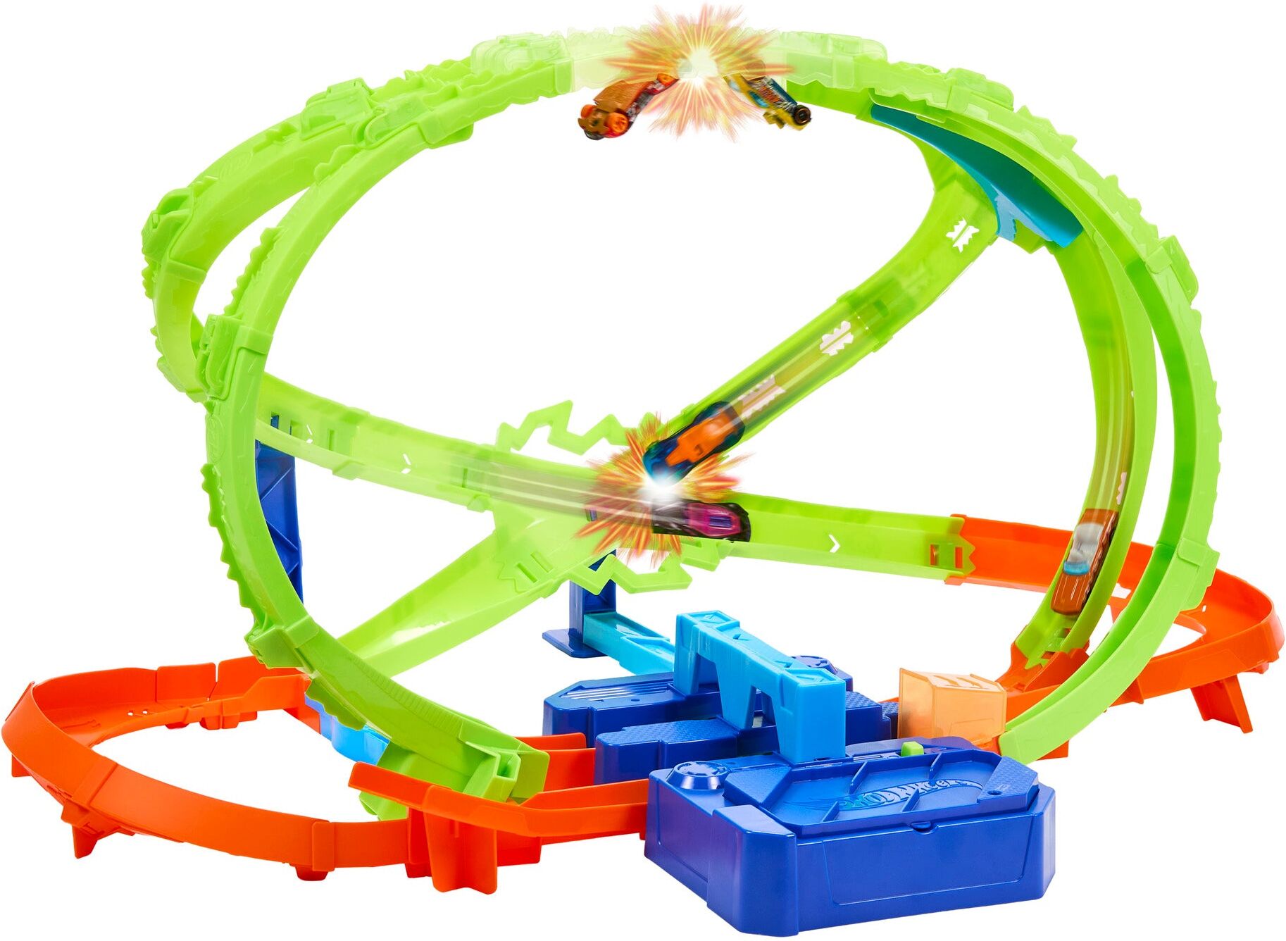 Hot Wheels Stunt Tracks Hypersphere Crash Playset - 1:64 Scale Car Racing Stunts for Kids - Mattel