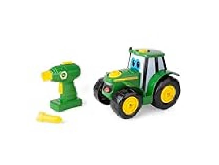TOMY - Jeu de Construction Enfant,Je construis Mon Johnny de John Deere 46655, Jeu d'Assemblage, Jouet Éducatif, Premier Âge, Tournevis Électronique, Tracteur Bébé Vert et Jaune, dès 18 mois+