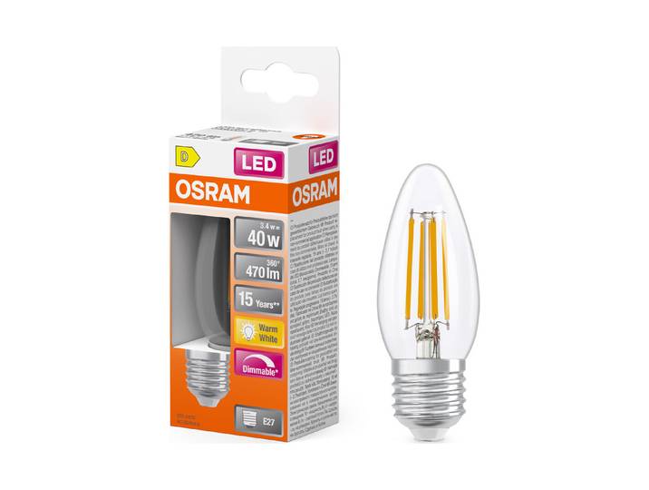 LED Kerze B40 dim 3,4W 827 fil E27 ww