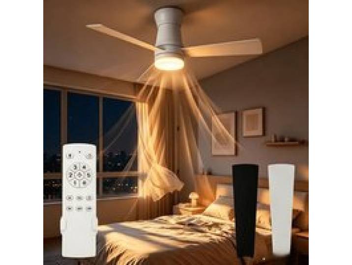 Ventilateur de plafond avec lumière ventilateur plafond silencieux éclairage modulable avec télécommande 3 pales blanc