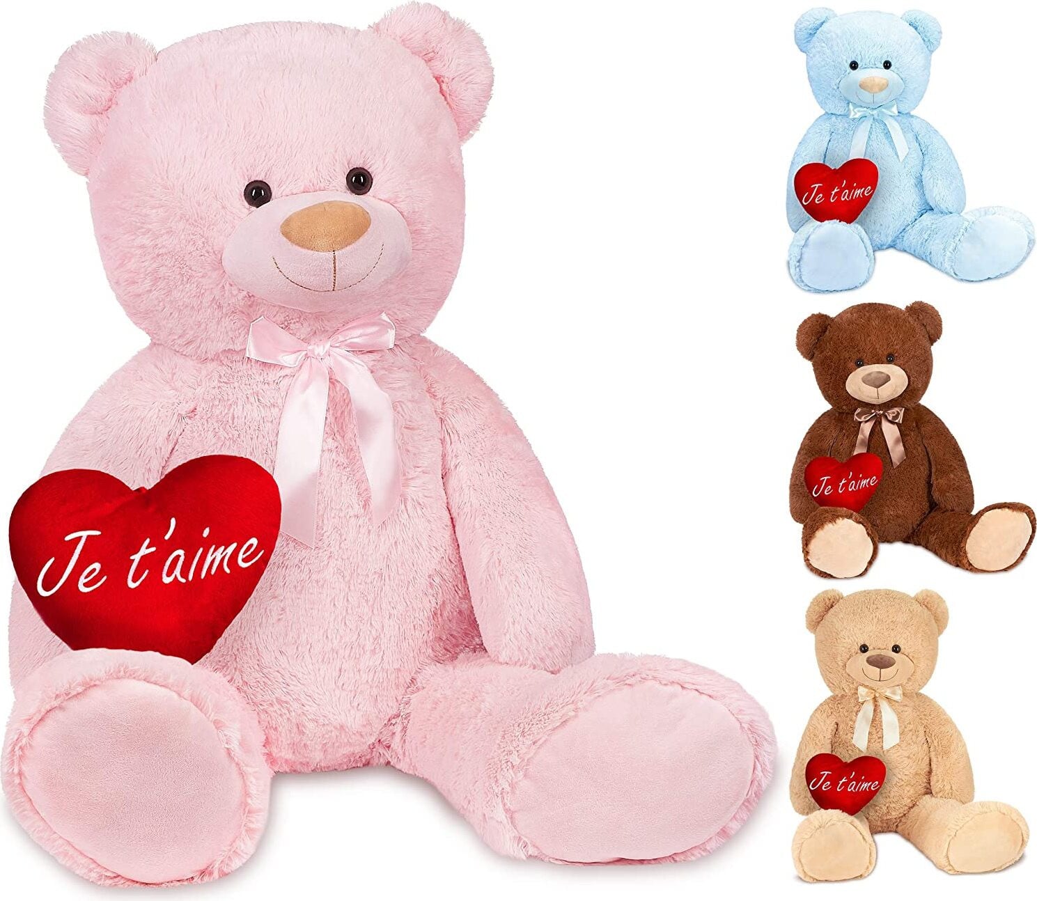 Brubaker XXL Knuffelbeer met hart, Roze, 100 cm
