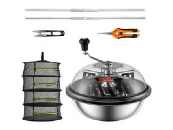 VEVOR Effeuilleuse Manuelle Bol 43 cm Coupe-feuilles avec Lames en Acier Inoxydable Machine à Effeuiller Coupe en Spirale Visible Support Pliable Coupe Herbe Élagueur Manuel Inclus pour Séchage Herbes
