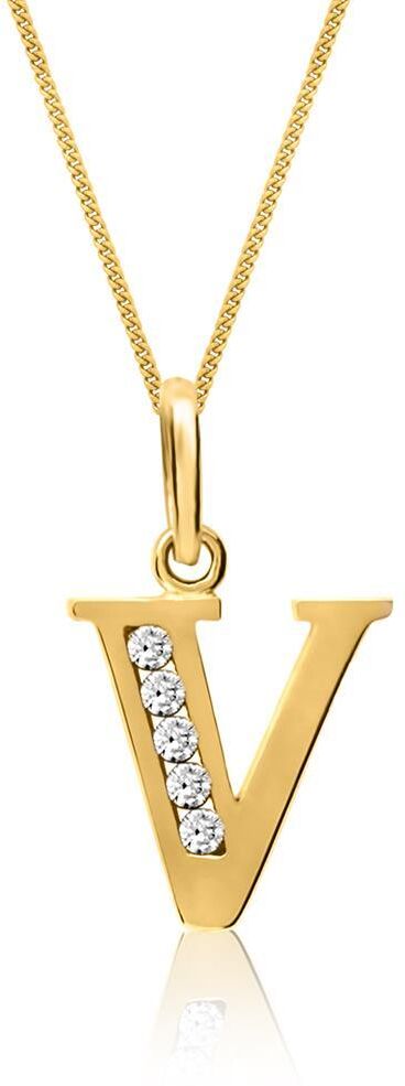 Unique 333er Gold Buchstabenanhänger V mit Zirkonia gold