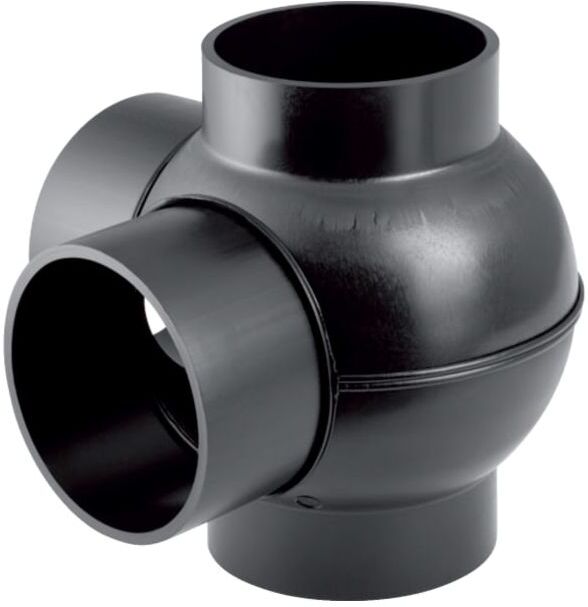 Geberit Pe Zweifach-Kugelabzweig 365325161 DN 70/70, 88,5Grad Anschlüsse 90Grad, PE-HD