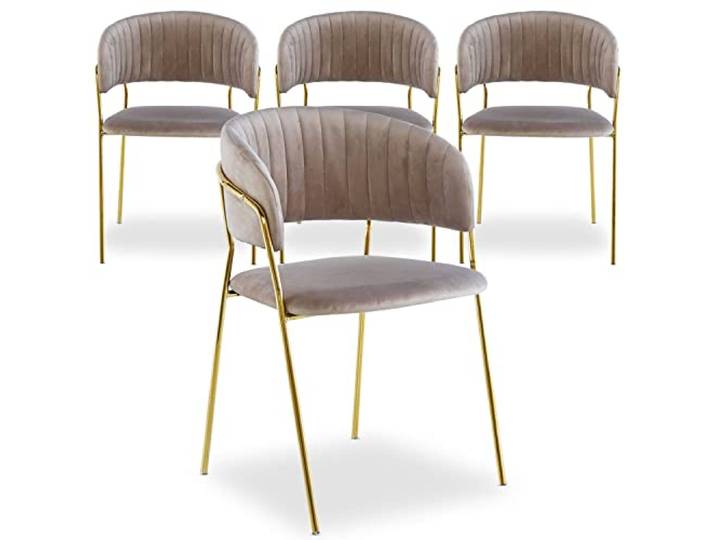 Menzzo Tabata Stuhl, Velours, Taupe, 4 Stück