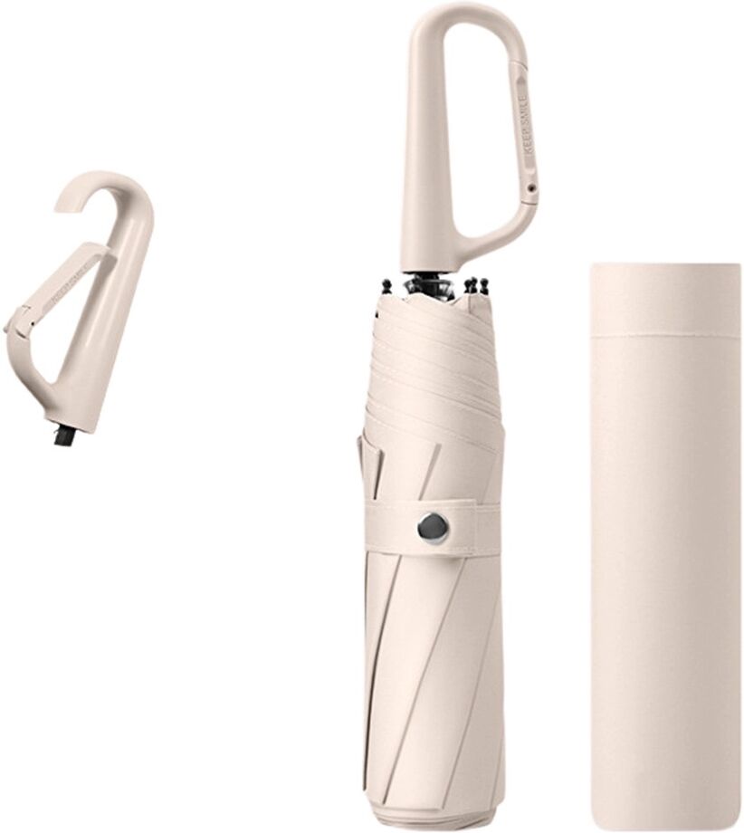 INF Parapluie 3 plis à anneau ZX-35 – design inversé, 8 baleines, ouverture/fermeture automatique, compact et suspendable Beige