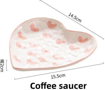 Inspired Living Hand Painted Ceramic Heart Handle Mug (201300ml) Romantic Love Coffee & Tea Cup coffee Saucer