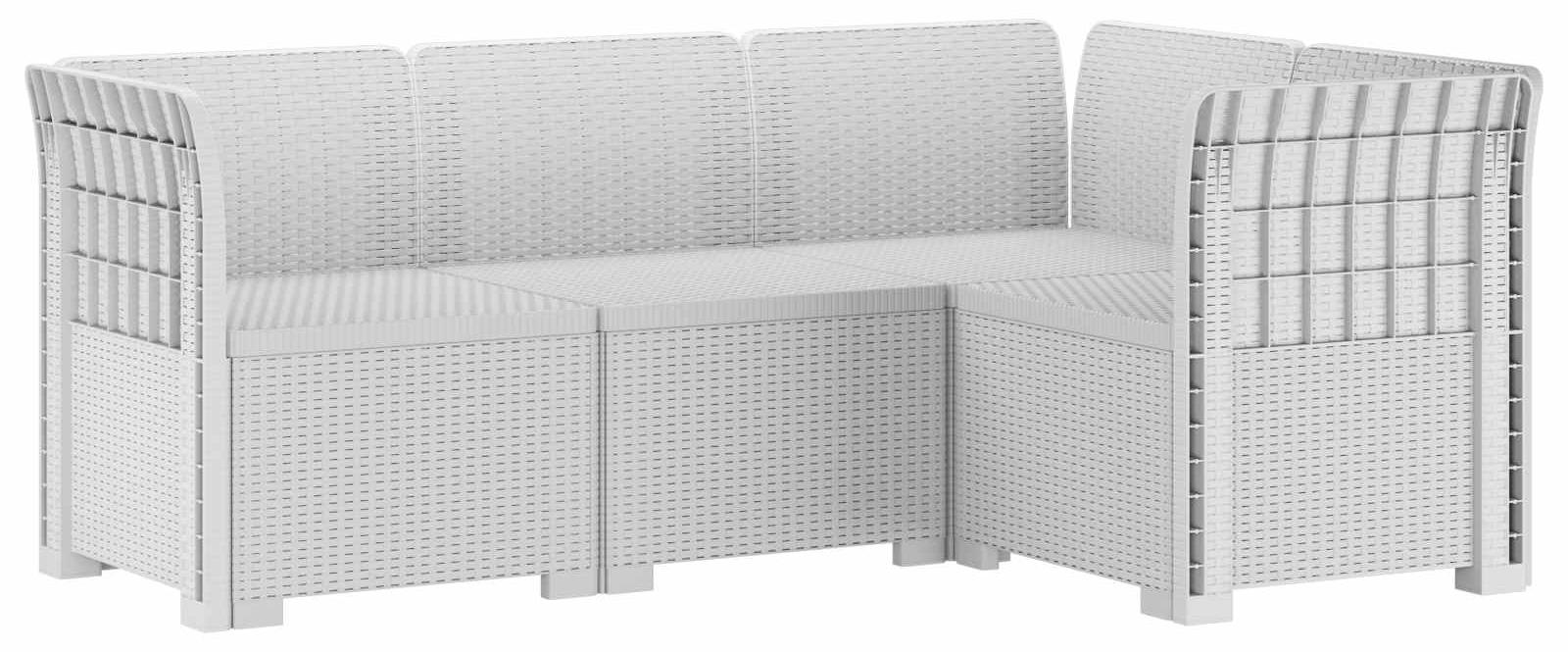 vidaXL 4-Sitzer Gartensofa Rattan-Look PP Weiß