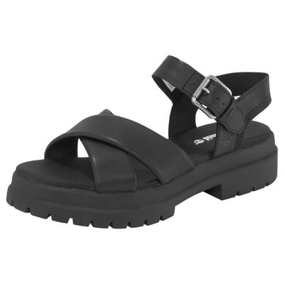 Sandale TIMBERLAND "London Vibe CROSS STRAP SANDAL", Damen, Gr. 41, schwarz, Leder, Schuhe Sandale