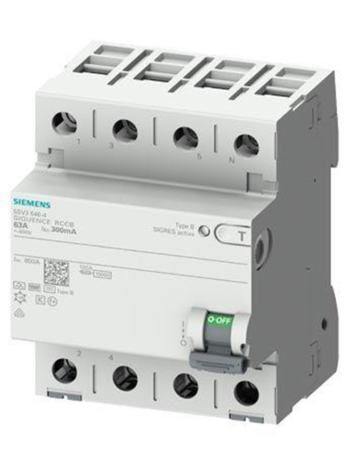 Siemens Rccb 4-polet type b 40a 30 ma 400vac korttidsforsinke