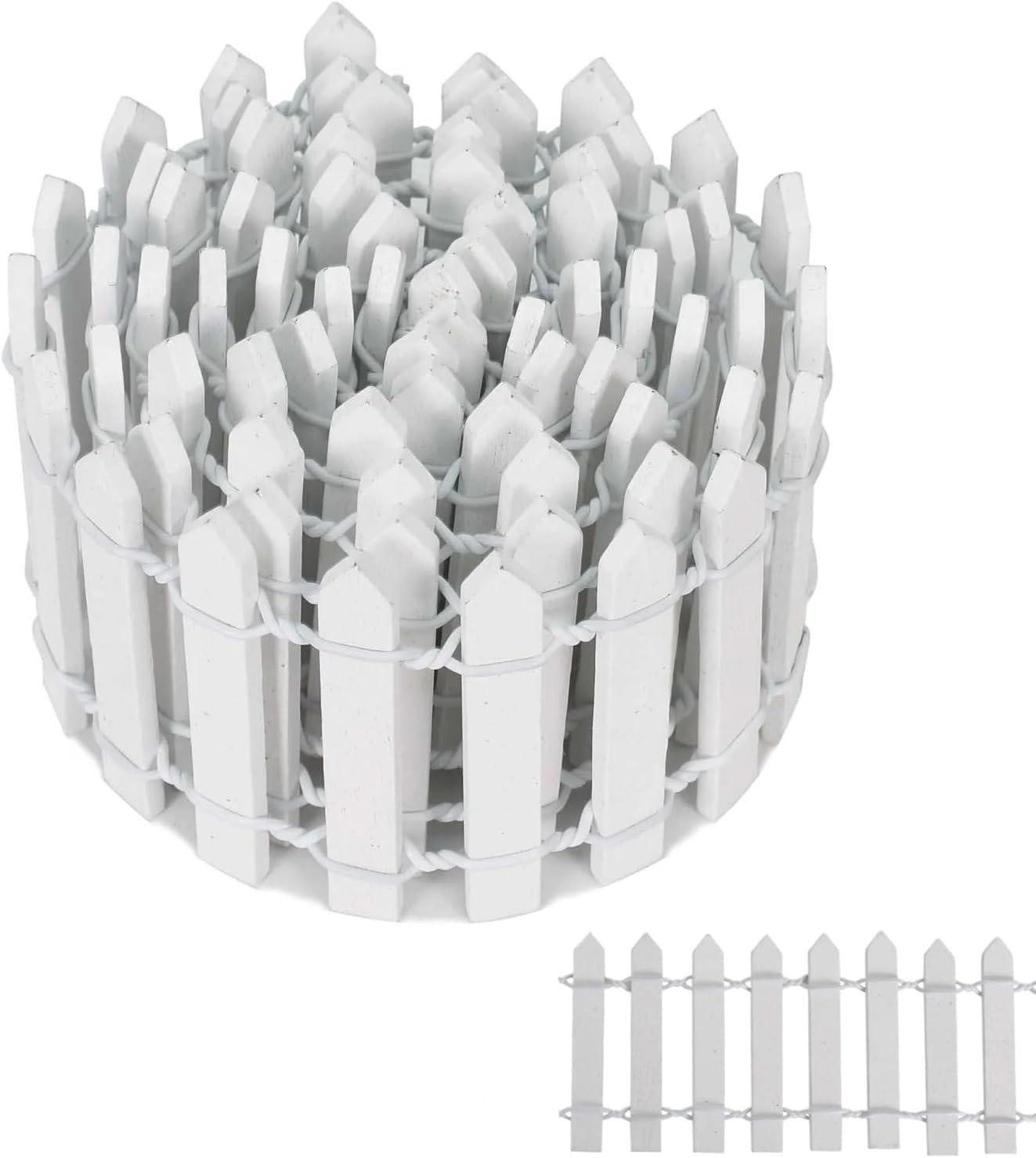 oCreon Wit Mini Houten Hek voor Poppenhuis en Feeëntuin - 90 x 5 cm