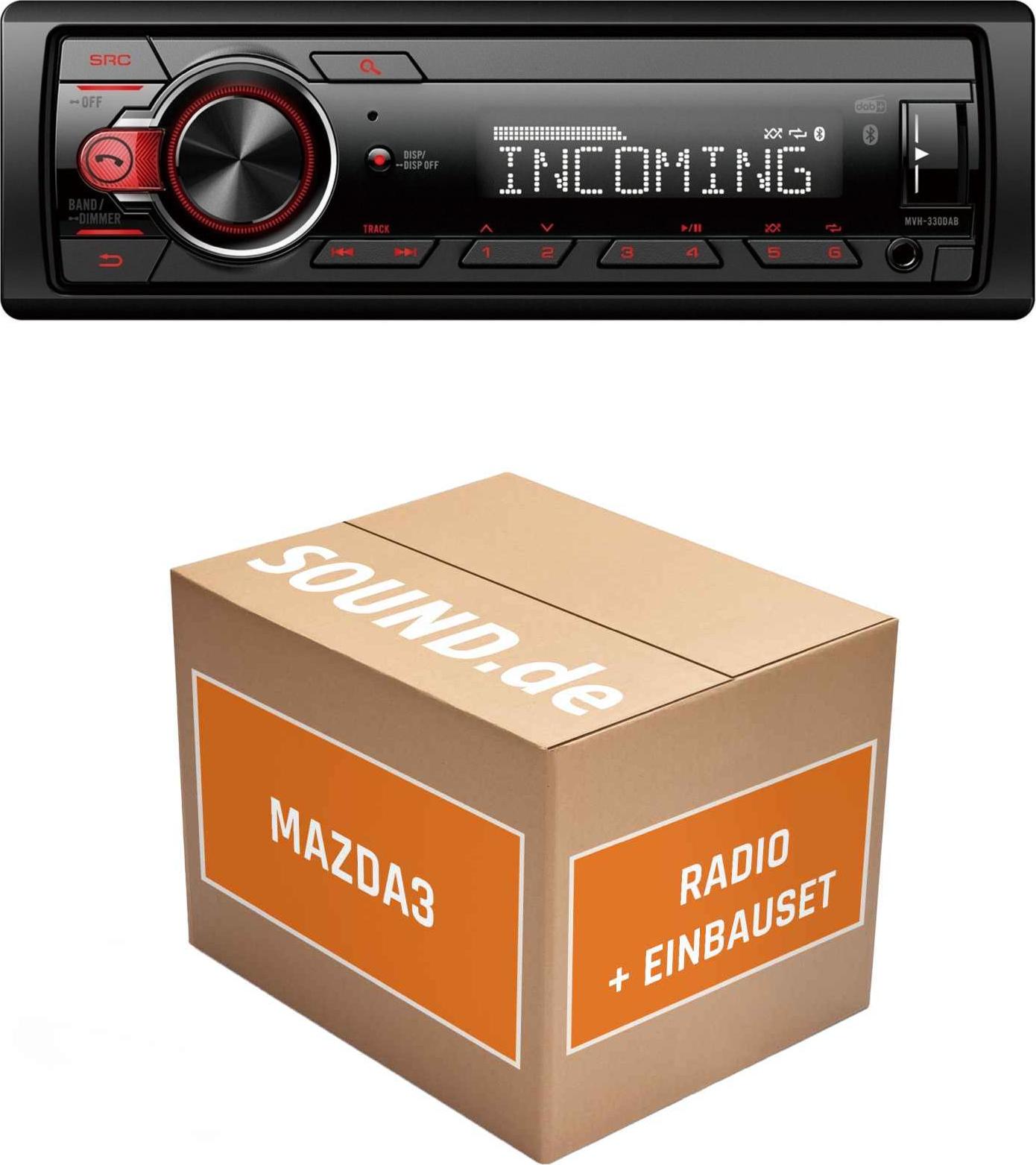 Autoradio Einbaupaket Pioneer MVH330DAB passend für Mazda3 BM/BN + Bose + Lenkradfernbedienung | Bluetooth Telefonieren