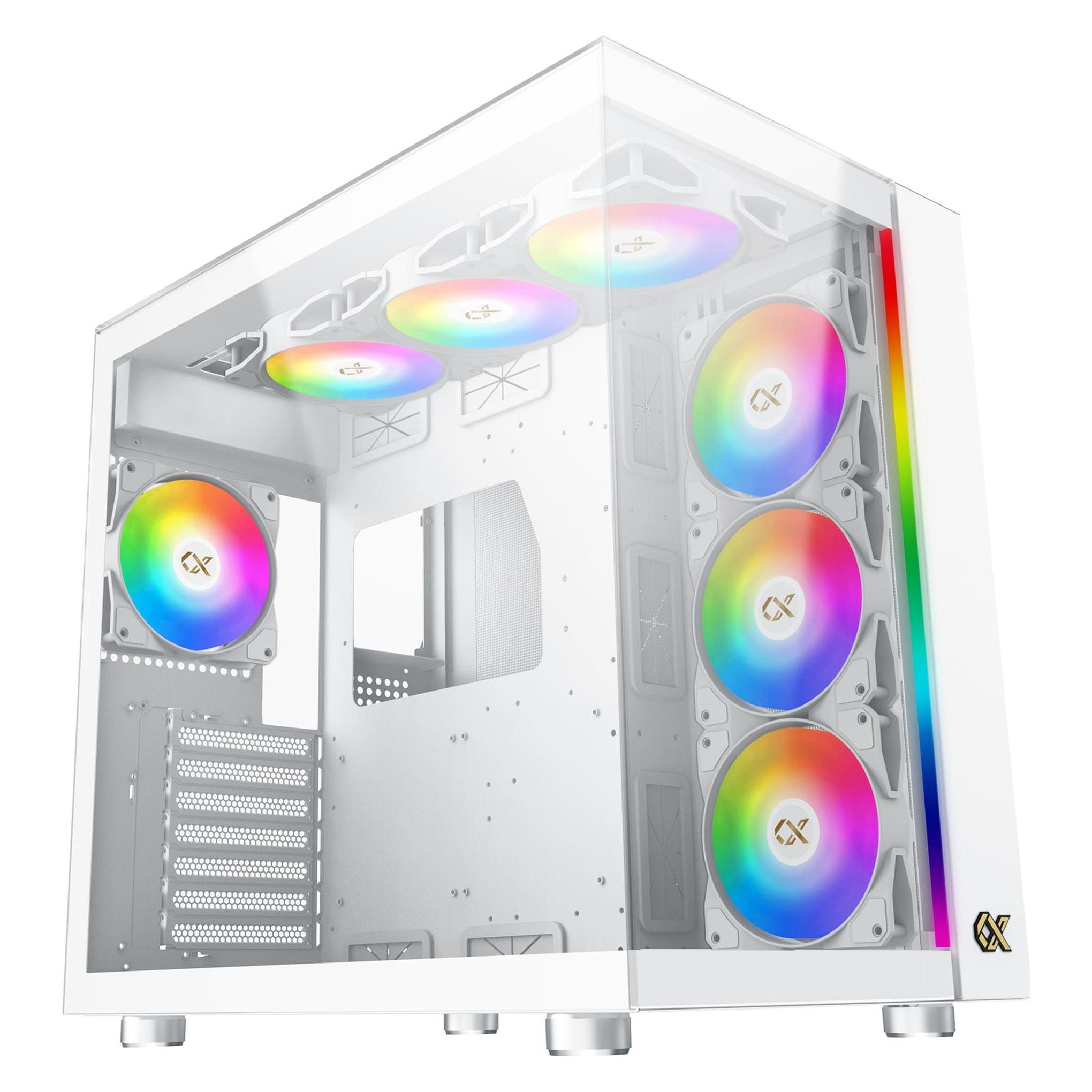 Xigmatek Boitier Moyen Tour E-ATX Aqua Ultra RGB avec panneaux vitrés (Blanc) (ATX, E-ATX, mATX, Mini-ITX) (EN40689)