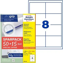 Avery Zweckform Universaletiketten permanent weiß 97x67,7 mm 520 Stück 4782-65 weiß