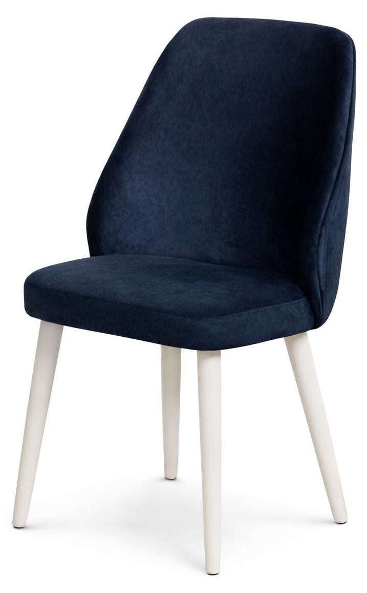 JVmoebel Comfortabele moderne eetkamerstoel met blauwe stoffen bekleding