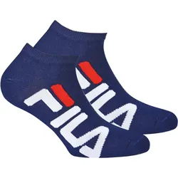 FILA Unisex, 2 Paar Socken - Invisible Sneakers, Logo, einfarbig Blau / 35-38