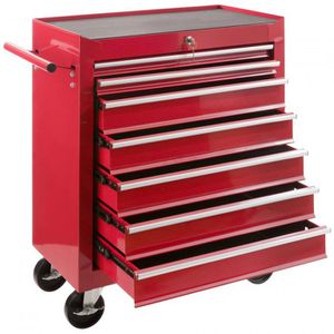 Arebos Werkzeugwagen 4260199758199, leer, rot, 7 Schubladen