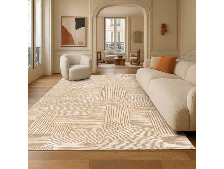 Tapis moderne tissé plat gobelin intérieur extérieur beige 160x230