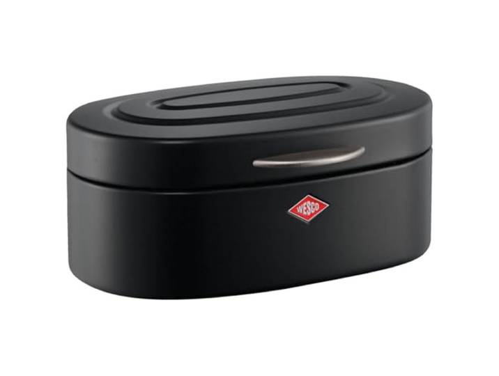 WESCO Single Elly Brotkasten in der Farbe mattschwarz, pulverbeschichtetes Stahlblech, Lüftungslöcher und stabiler Handgriff