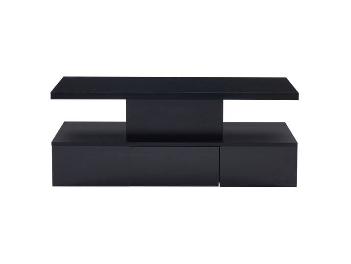 Table basse en panneau de particules noire avec éclairage led