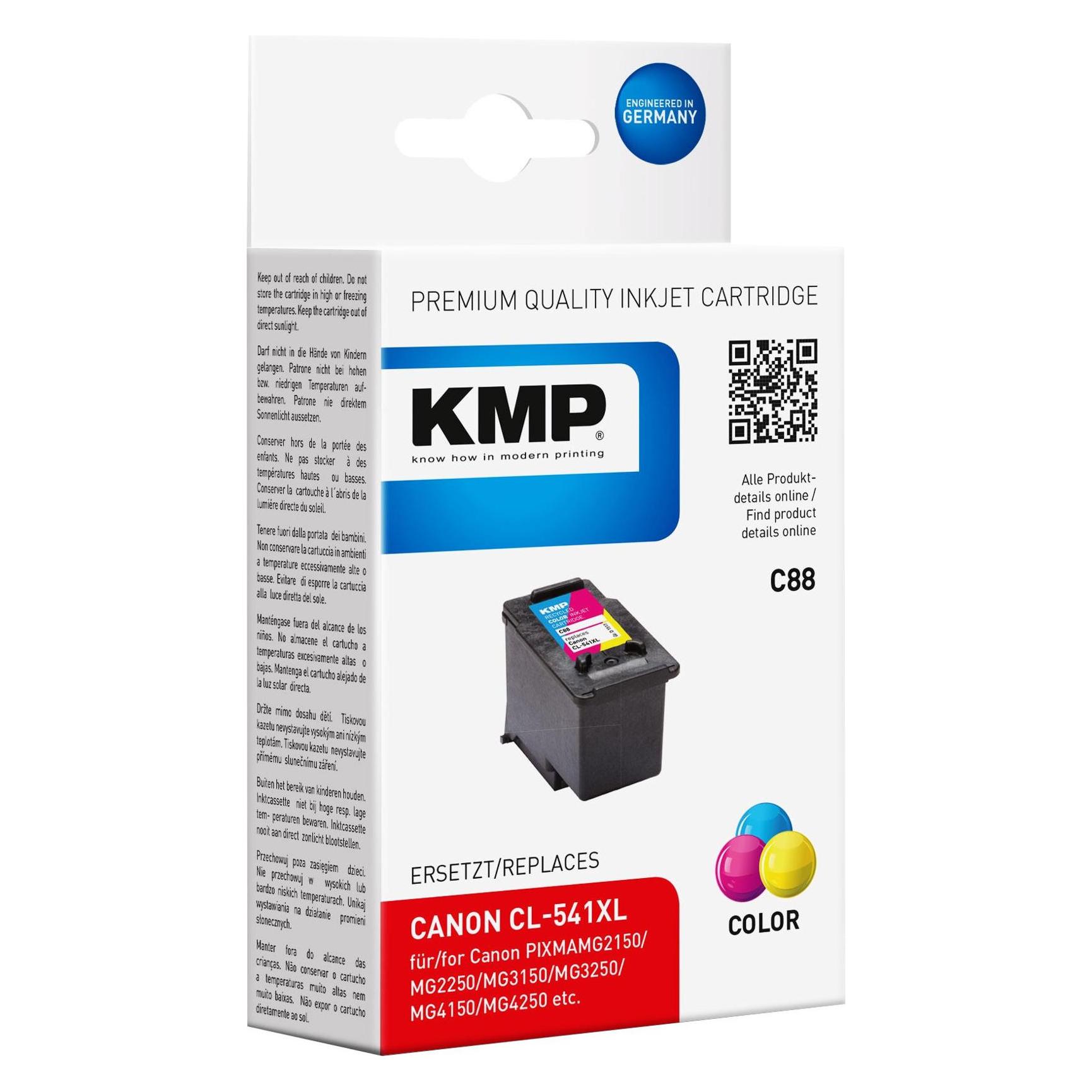 KMP C88 Tintenpatrone color kompatibel mit Canon CL-541 XL (C, M, Y) (1517,4030)