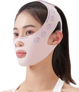 Useful Little Things Full Contouring Face Lift Support Mask And Chin Slimming Bandage pink