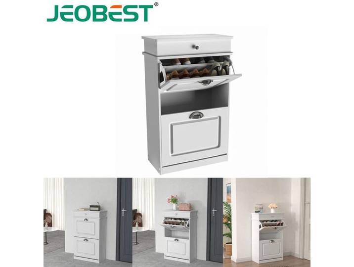 JEOBEST Meuble à Chaussures en MDF - Armoire à Chaussures - Meuble d'entrée et Couloir 8 Paires - 2 niveaux - 53 X 22 X 85CM