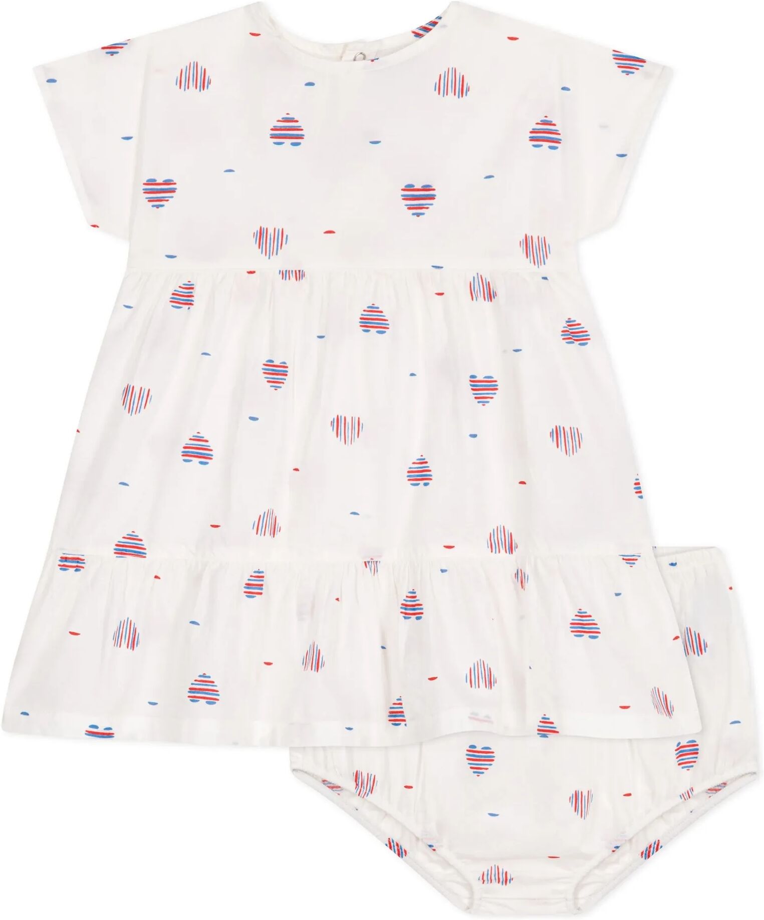Petit Bateau Ensemble Robe et Bloomer Barka Coton Bio Crème 6 mois