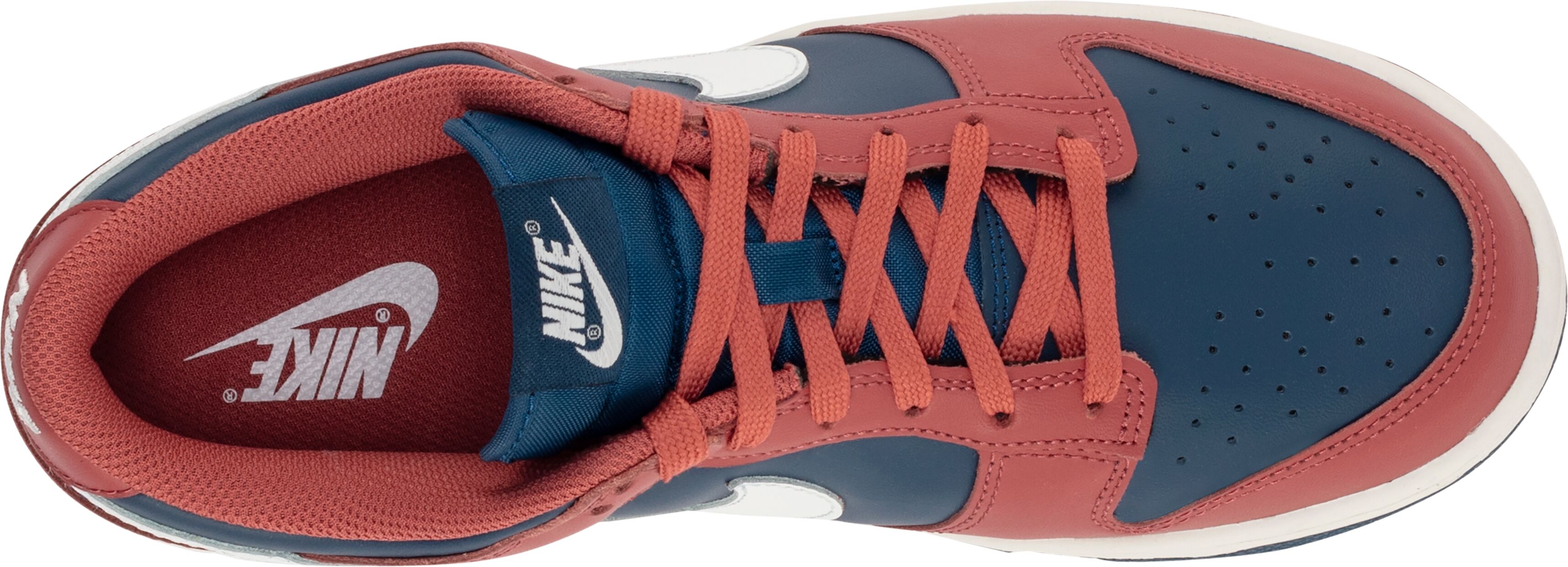 Sneaker NIKE SPORTSWEAR "Dunk Low", Damen, Gr. 37,5, canyon rust, summit weiß, valerian blau, Leder, Schuhe Sneaker canyon rust, summit weiß, valerian blau 37,5