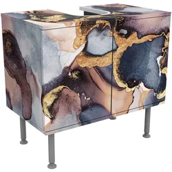 WASCHBECKENUNTERSCHRANK Marmor Aquarell mit Gold 60/55/35 cm