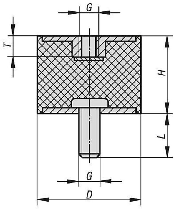 KIPP Gummipuffer Typ B M04x10 Ø 10mm Stahl elastisch (K0568.01001055)