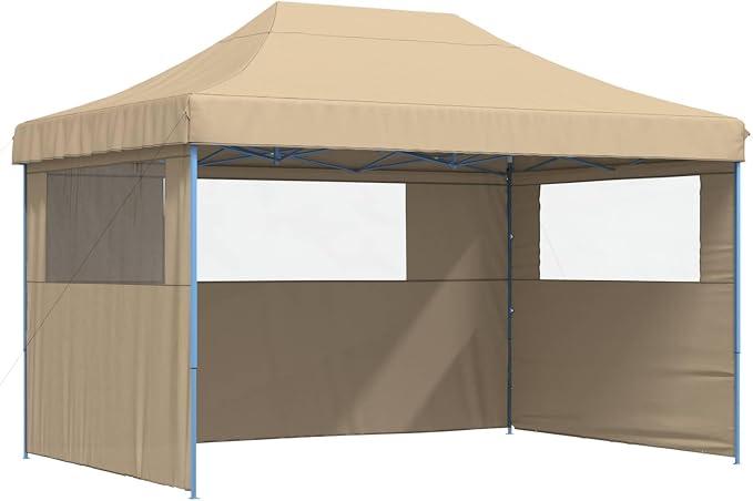 Großes Popup-Zelt für Familienfeiern in Beige, faltbares Festzelt für Outdoor-Events mit Stahlgestell und Partyzelte für den Außenbereich aus Oxford-Stoff, Pop-up Partyzelt,