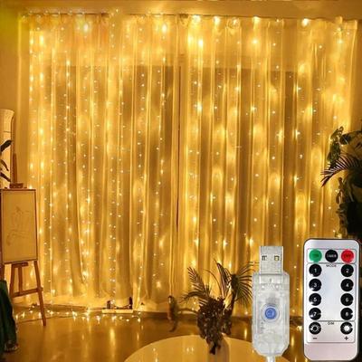 Uplift Picks USB Curtain LED Fairy Lights 3M 4M 6M With Remote Control warm 6x2 M (400 Leds)
