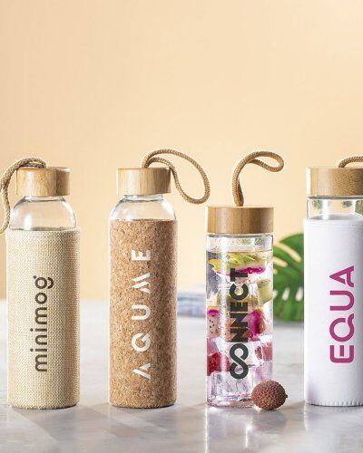 Borraccia Trupak 500 ml vetro con tappo bambù e cover sughero Personalizzate o neutre