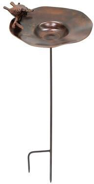 Achla Designs Antiqued Birdbath w/Birds and Stake, 13 Inch Diameter, Antique Patina