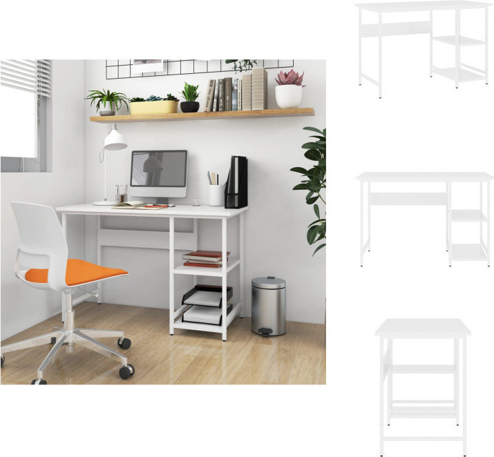 vidaXL Computerbureau, Wit, B/D/H: 105 x 55 x 72 cm