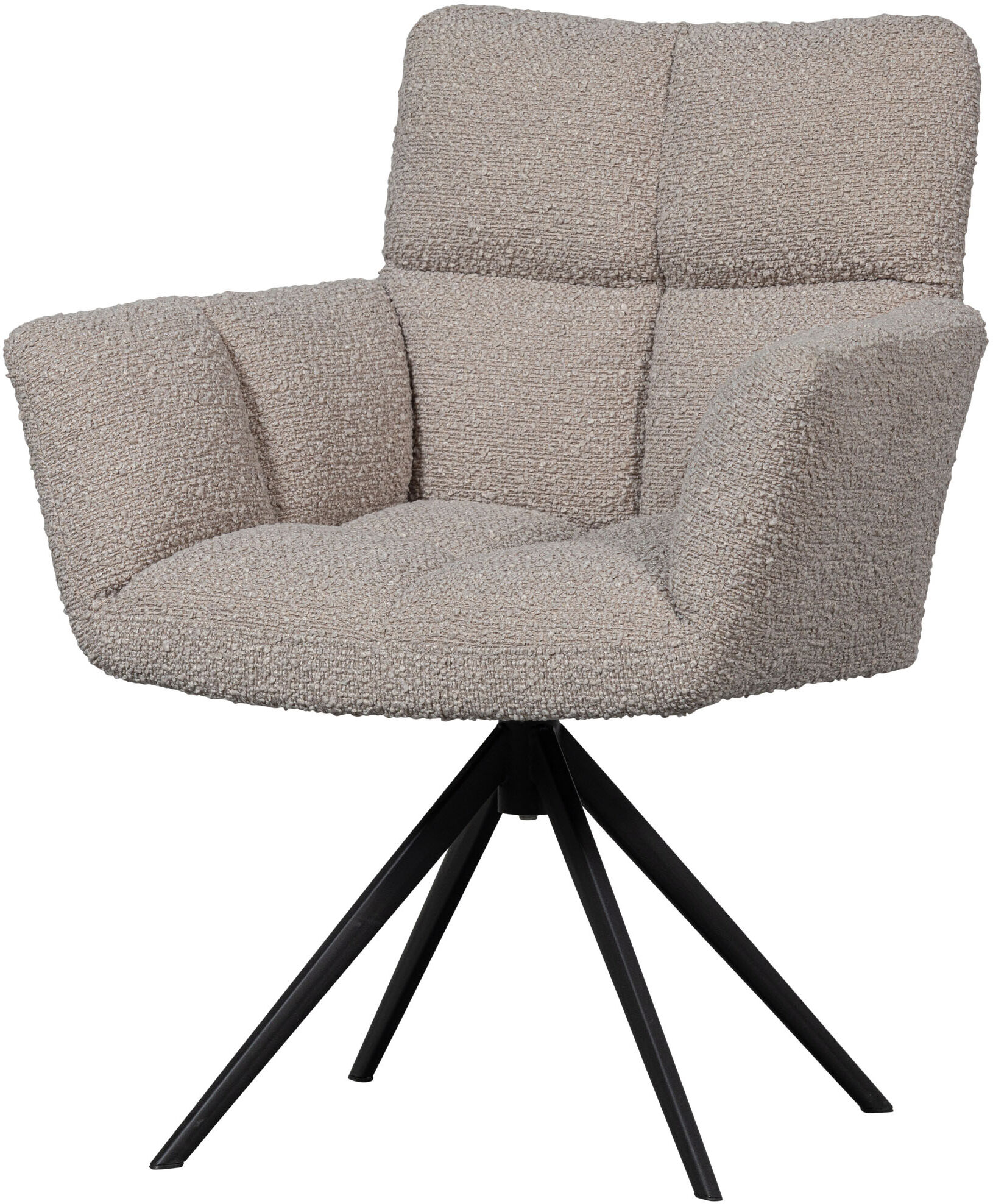 Esszimmerstuhl WOOOD "Vinny Bouclé-Bezug mit Drehmechanismus H 89 x B 70 x T 61 cm", beige (sand), B:70cm H:89cm T:61cm, Polyester, Stühle, Esszimmerstuhl, Tragkraft 100 kg, Polyurethanschaum-Polsterung, Metallgestell sand B/H/T: 70cm x 89cm x 61cm