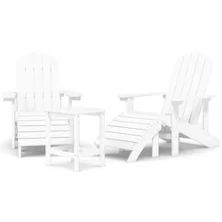 vidaXL Adirondack-Gartenstühle mit Hocker & Tisch HDPE Weiß