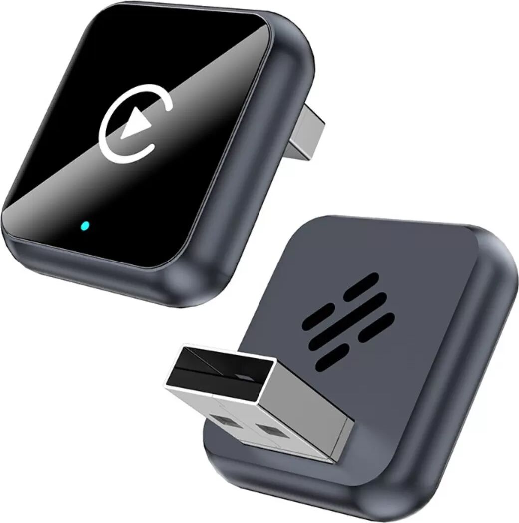 INF Smart Carplay Android Auto 2-in-1 Wireless Adapter – Metall & Glas Design Grau