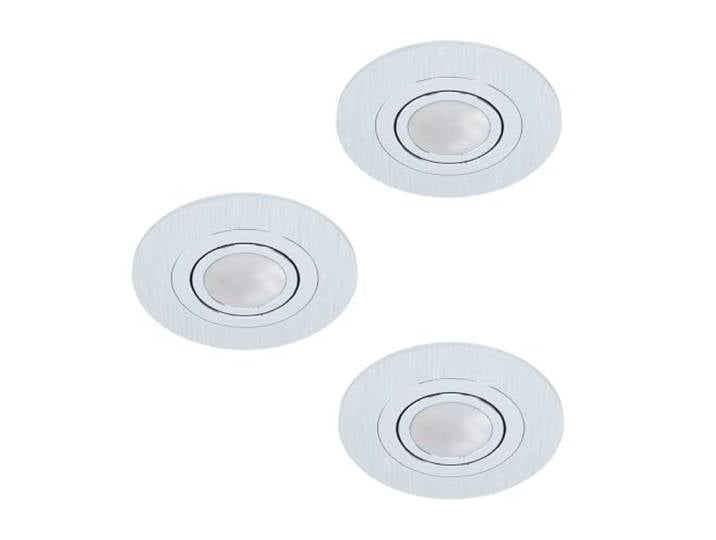 Eglo Set de 3 spots encastrables Areitio\, ensemble de spots en aluminium brossé\, 3 lampes encastrées avec douille GU10\, ampoules LED incluses\, spot plat orientable\, Ø 11 cm