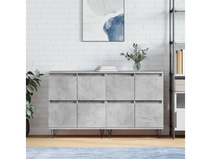HEFZGDB Klassische Sideboards mit zeitlosem Design aus Betongrau Holzwerkstoff bieten viel Stauraum und Organisationsmöglichkeiten zur Aufbewahrung und Präsentation von Deko und sind