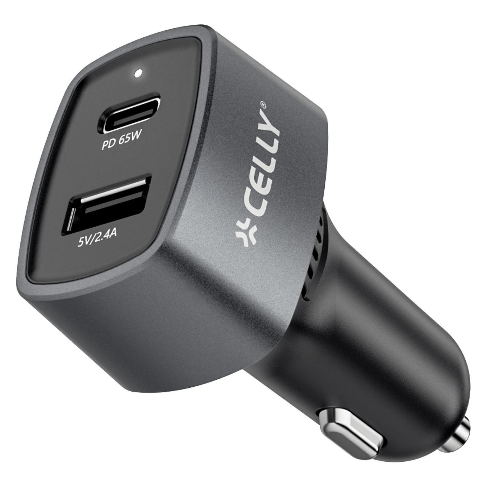 Celly Car charger 1xUSB-C PD 1xUSB-A 65W (CC1USBC1USBA65W)
